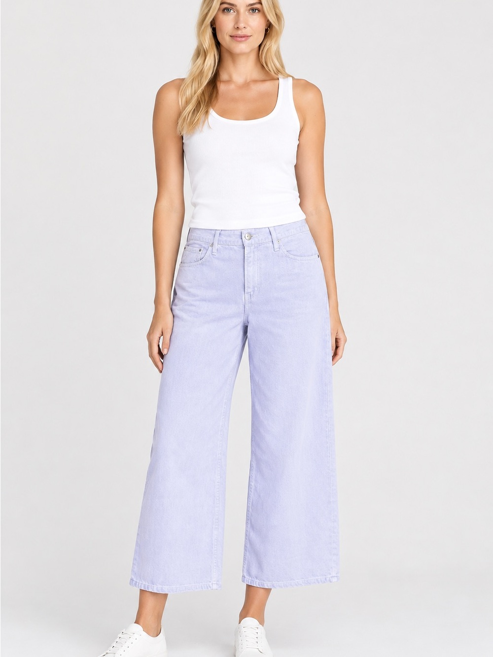Madewell Women Lavender Low Slung Baggy Crop Wide LegJeans 33